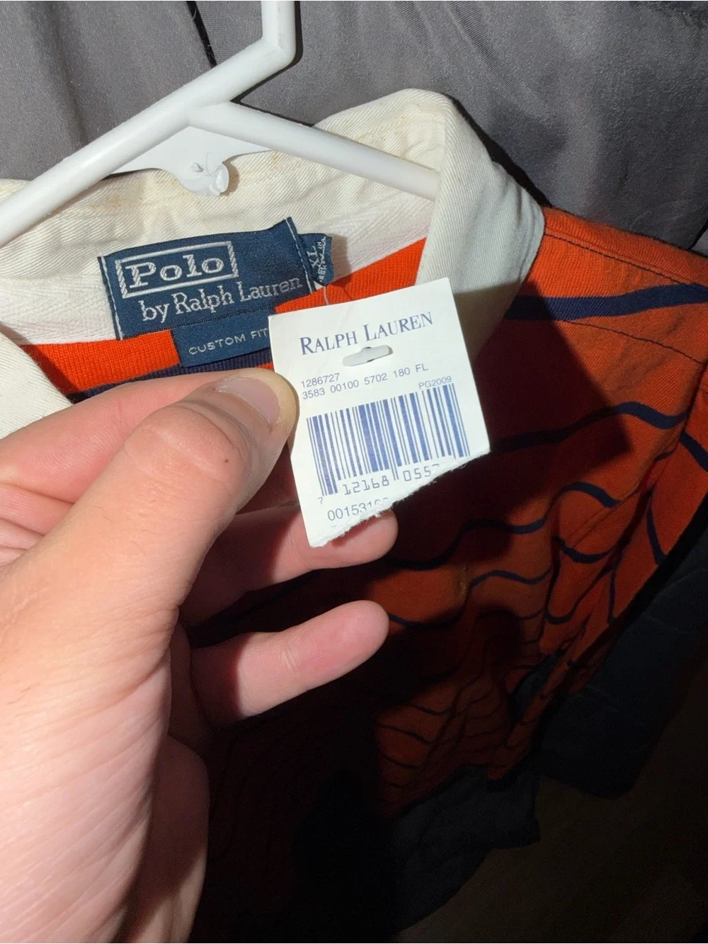 Ralph Lauren RL Orange Rugby Polo with Navy Stripes Longsleeve NWT